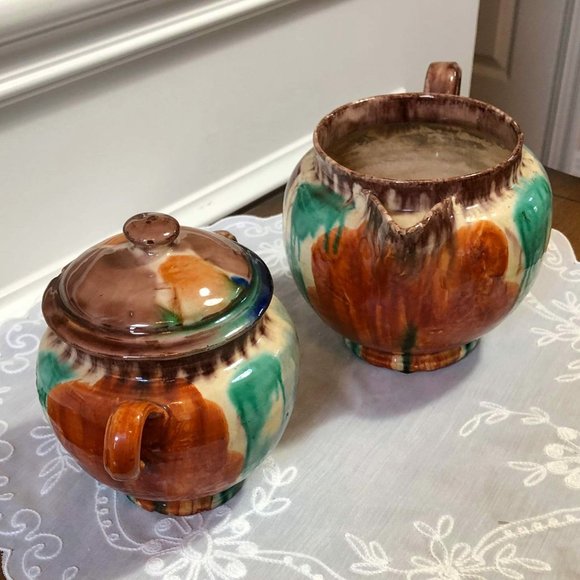 Mexican pottery - matching creamer and sugar bowl - Picture 5 of 10